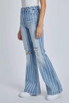 Cello Ultra Striped Ultra High Rise Flare Leg Jeans