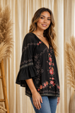 Black Embroidered Tunic Top