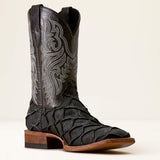 Riverside Wide Square Toe Cowboy Boot in BLACK BASS PRINT|BAYOU BLACK