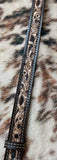 Natural Brown Embossed Flower Belt