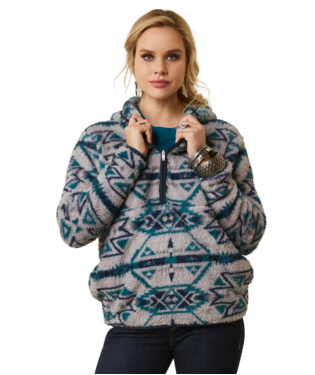 Ariat Women’s Fleece 1/4 Zip Pullover-Rocky Mt Print