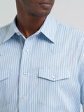 Wrangler Men's Blue Stripe Snap Shirt