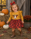 Sweet Sunflower Cow Appliqué Ruffle Hem