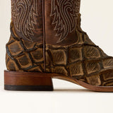 Riverside Wide Square Toe Cowboy Boot and in TAN BASS PRINT|LOCO BROWN