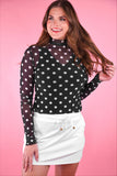 Keigan Mesh Top- After Dark Polka Dot