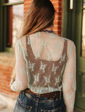 Lucky and Blessed Sage Lace Long Sleeve Top
