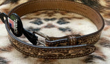 Natural Brown Tooled Name Belt