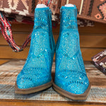 Very G Maze Sparkly Bootie-Turquoise