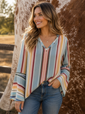 Silverado Long Bell Sleeve Multicolor Striped Shirt