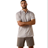 Ariat Men's Taupe Grey Southwest Geo Print Polo