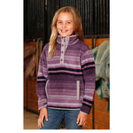 Cruel Girl's Purple Stripe 1/4 Zip Fleece Pullover