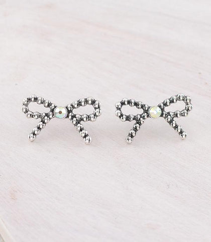 Bow Earrings-AB Stone