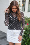 Keigan Mesh Top- After Dark Polka Dot