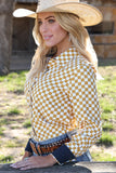 Cruel Women's Gold & White Checkered Shirt