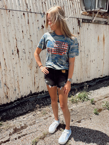 Risen Mid Rise Black Denim Shorts