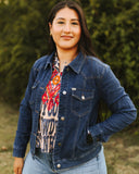Classic Dark Wash Denim Western Yoke Jacket