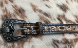 Natural Brown Embossed Flower Belt