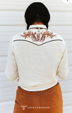 Lucky and Blessed Ivory Yoke Sleeve Top