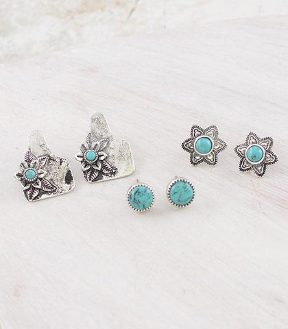 Flower & Eartag Earring Set
