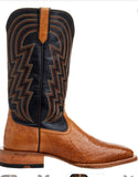 Ariat Men's Smooth Quill Ostrich Midnight Black &  Antique Tan Boot