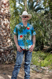 Cinch Men’s Blue Hawaiian Camp Shirt