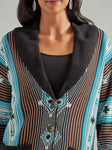 Wrangler Women's Retro Geo Shawl Collar Black Cardigan Sweater