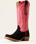 Ariat Women’s Derby Monroe Boot Black Roughout/ Kissable Pink Boot