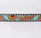 American Darling Hand Tooled/Painted Turquoise with Sunflowers Belt