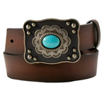 Ariat Girl's Brown Belt with Turquoise Stone Buckle