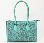 American Darling Hand Tooled Shoulder Tote-Turquoise