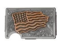 Silver Engraved & Flag Smart Wallet