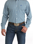 Cinch Men's Blue & White Geo Print Shirt