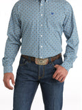 Cinch Men's Blue & White Geo Print Shirt