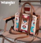 Wrangler Sherpa Southwestern Print Small Canvas Tote/Crossbody - Brown