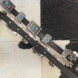 Square Black & Turquoise Concho Belt