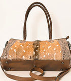 American Darling Hand Tooled with Fawn Hair On Hand Bag