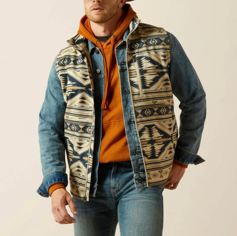 Ariat Men's Logo Softshell White Pepper Southwest Vest
