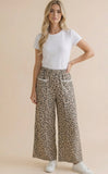 Leopard French Terry Wide Leg Pocket Pants