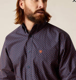 Ariat Men's Palmer Orange  & Navy Classic Fit Shirt