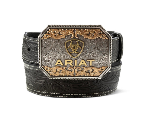 Ariat Men’s Floral Embossed Black Belt