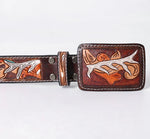 American Darling Handmade/Painted Tooled with Antlers Belt