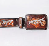 American Darling Handmade/Painted Tooled with Antlers Belt