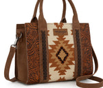 Wrangler Tooled Aztec Pattern Print Concealed Carry Tote/Crossbody