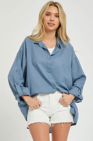 Risen Relaxed Fit Button Down Linen Shirt