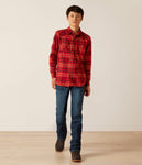 Ariat Boy's Heber Retro Cranberry Crimson Snap Shirt