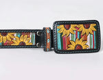 American Darling Hand Tooled/ Painted Sunflower with strips Belt