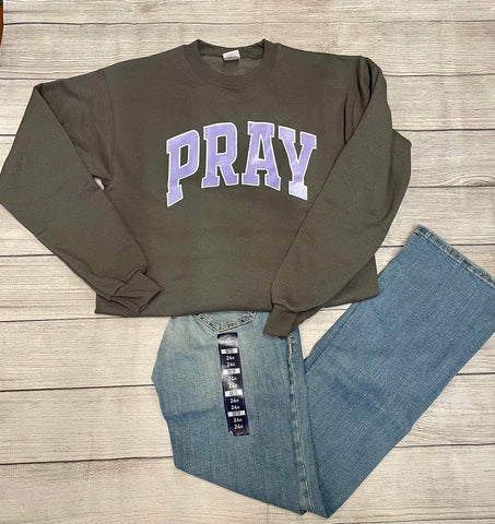 Granite Crewneck with Lavender PRAY