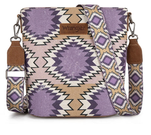 Wrangler Aztec Distressed Print Dual Sided Print Crossbody