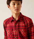 Ariat Boy's Heber Retro Cranberry Crimson Snap Shirt