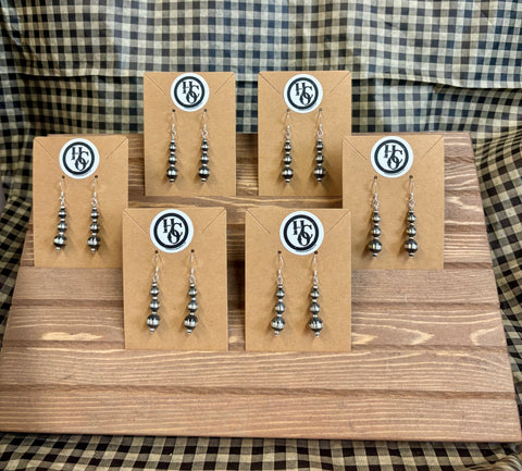 Graduated Sterling Silver Pearl Earrings